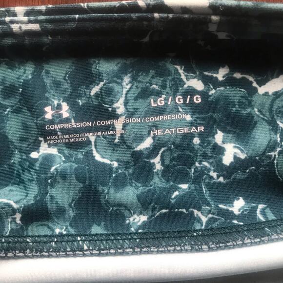 Under Armour Compression Green Patterned Cropped Mesh Leggings Women's Size L - Picture 8 of 9